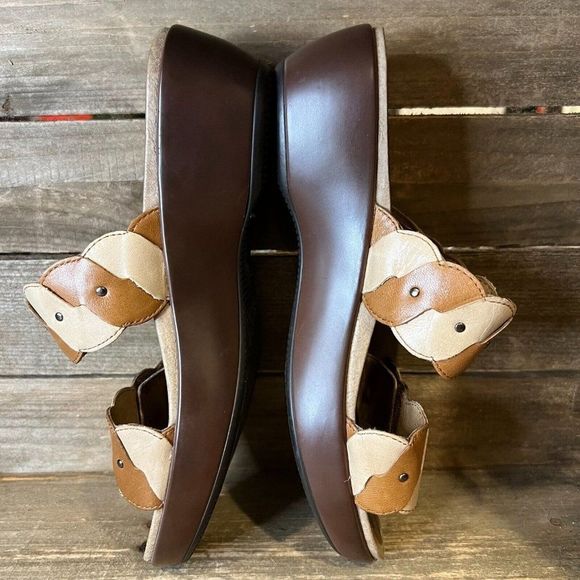 Womens Dansko Dee Brown Braided Leather Slides Sandals Size EU 38 US 7.5-8 M GUC - Picture 4 of 6